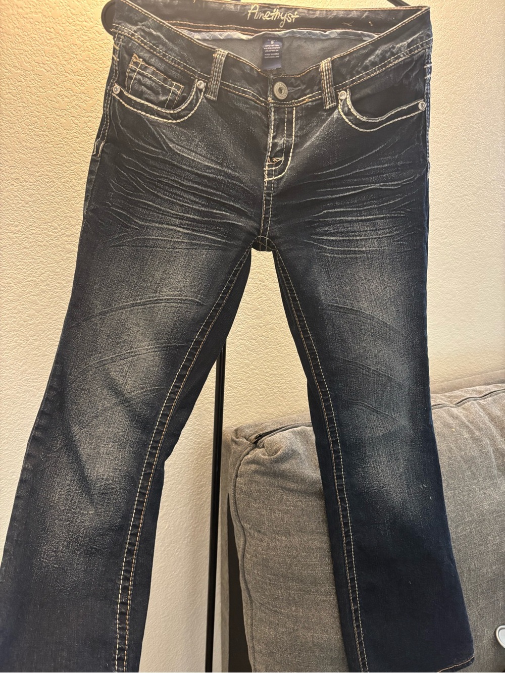 Amethyst Jeans Indigo Blue Bootcut Jeans with Contrast Stitching